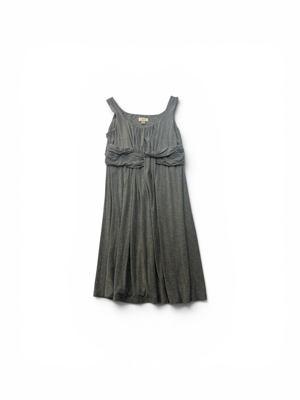 Loft Grey Tank Dress Banded Waist Womens Size Large Midi Sundress